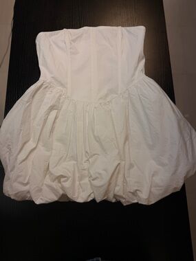 Fashion Nova White Strapless Bubble Dress